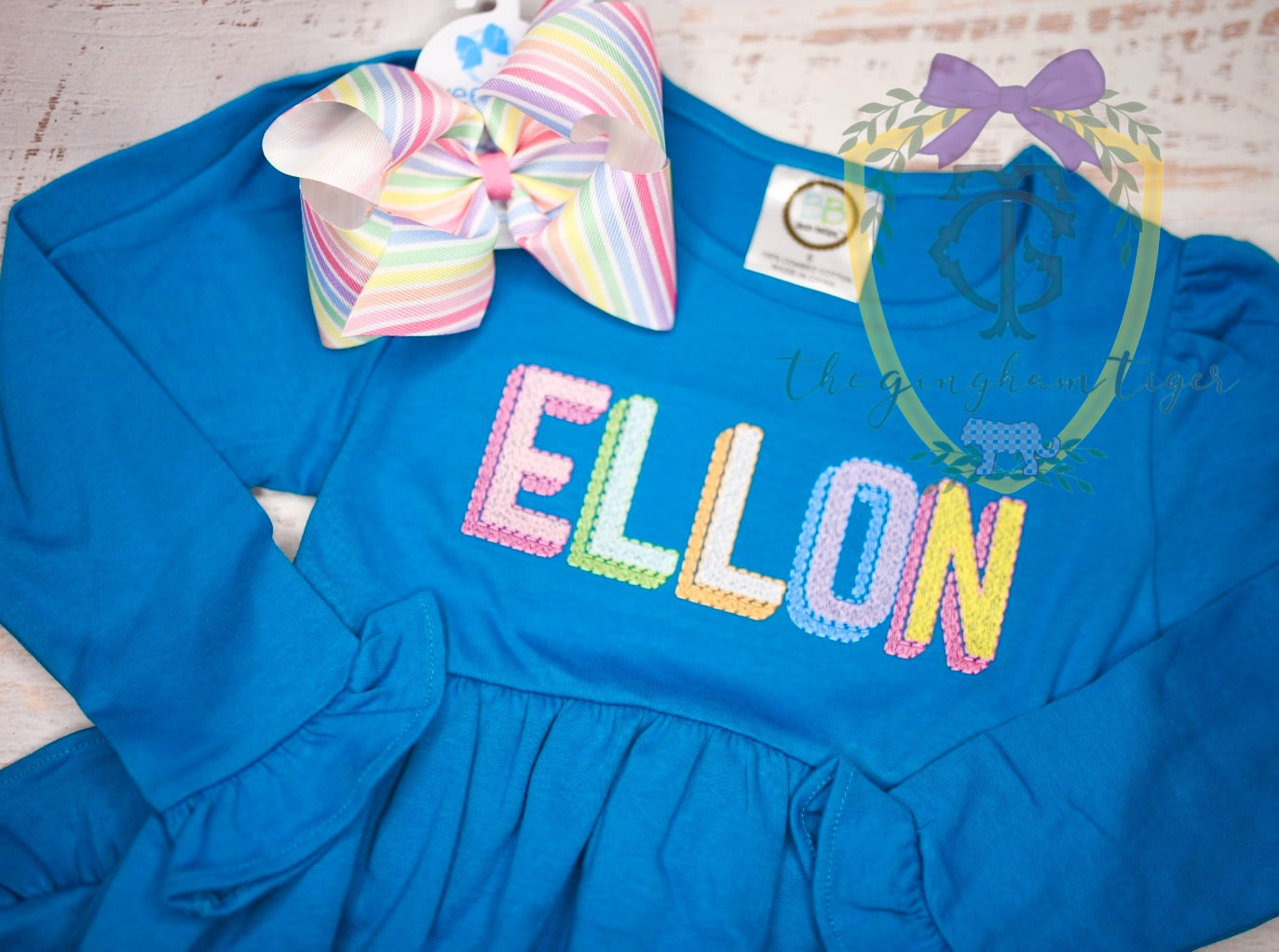 Color Block Name Embroidery