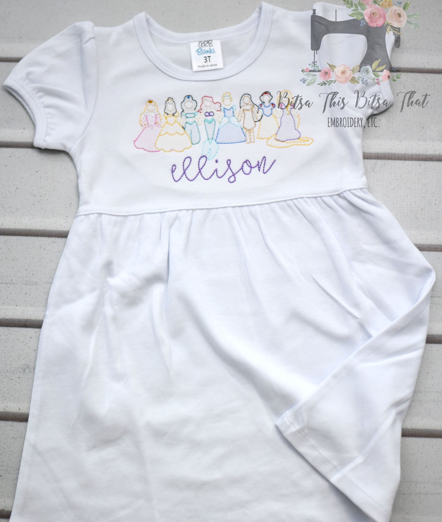 Bean stich princess embroidery