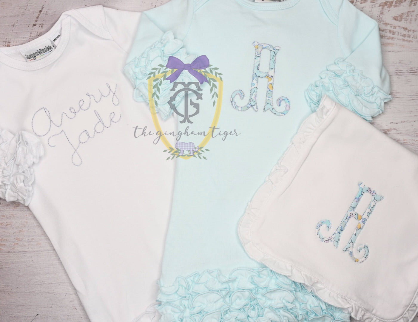 Aqua Floral Initial Gown