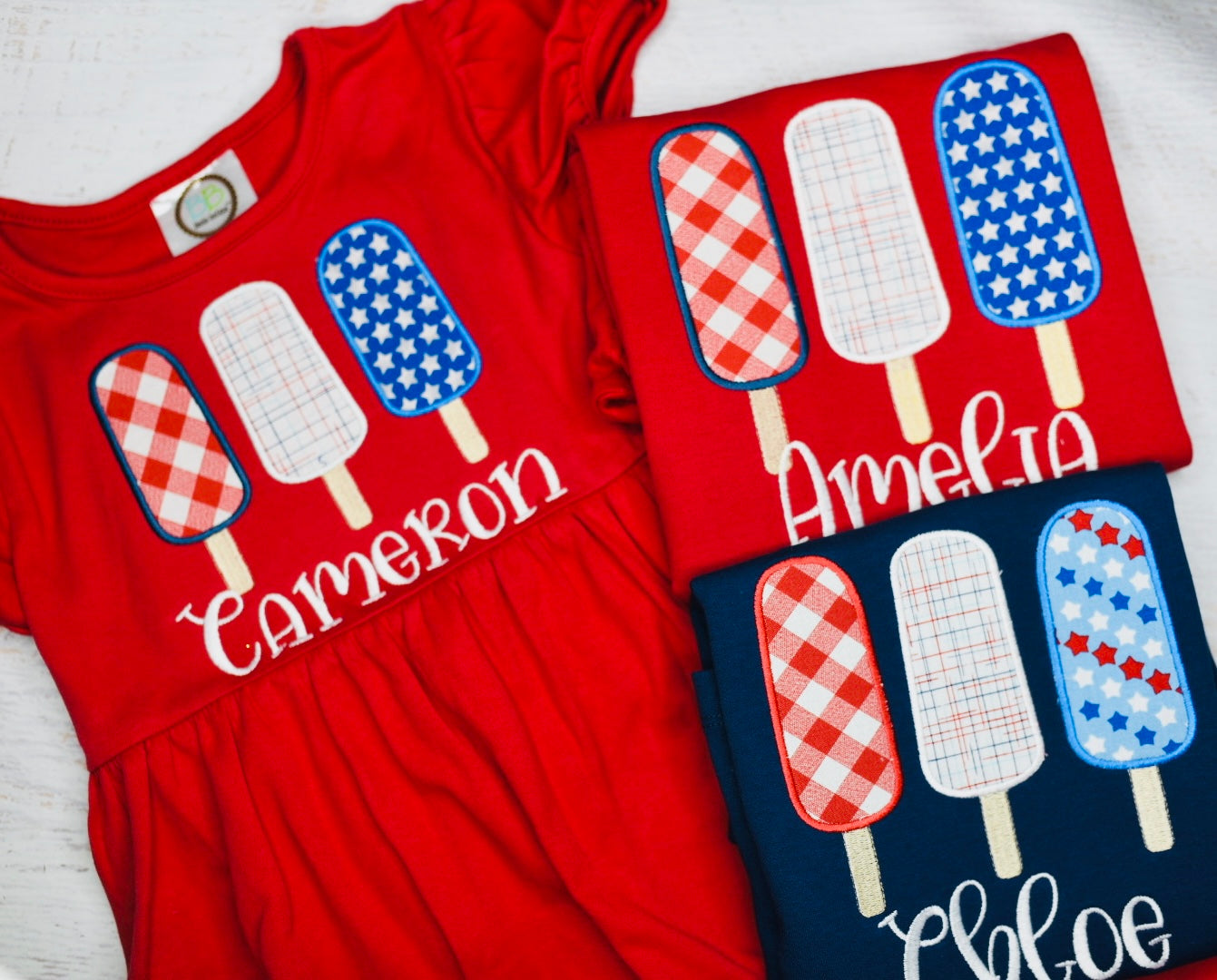 Patriotic Popsicle Trio Applique