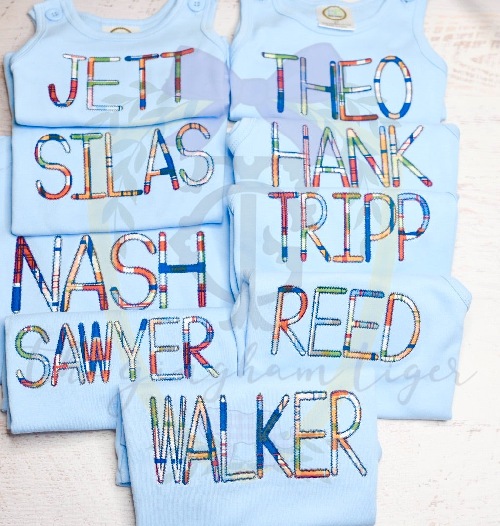 Boys Stacked Applique Monogram