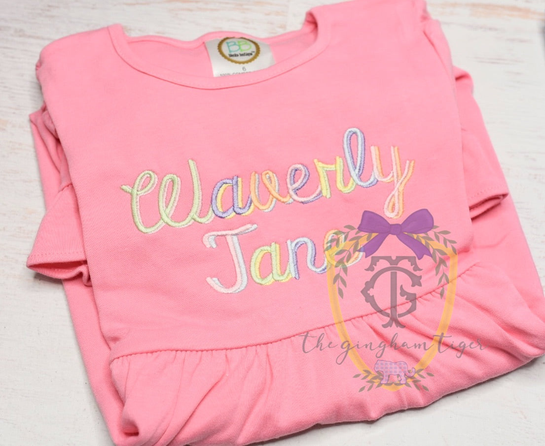 Multicolor Name Embroidery Dress or Tee