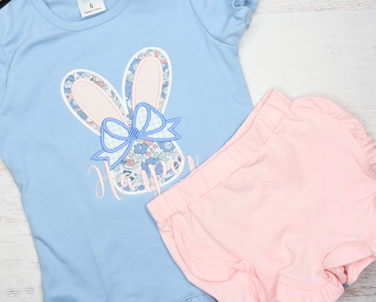 Bunny with bow applique