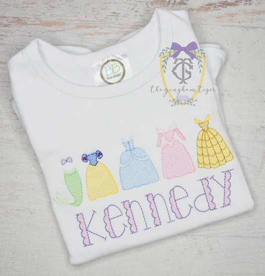 Princess Dress Embroidered Tee or Dress