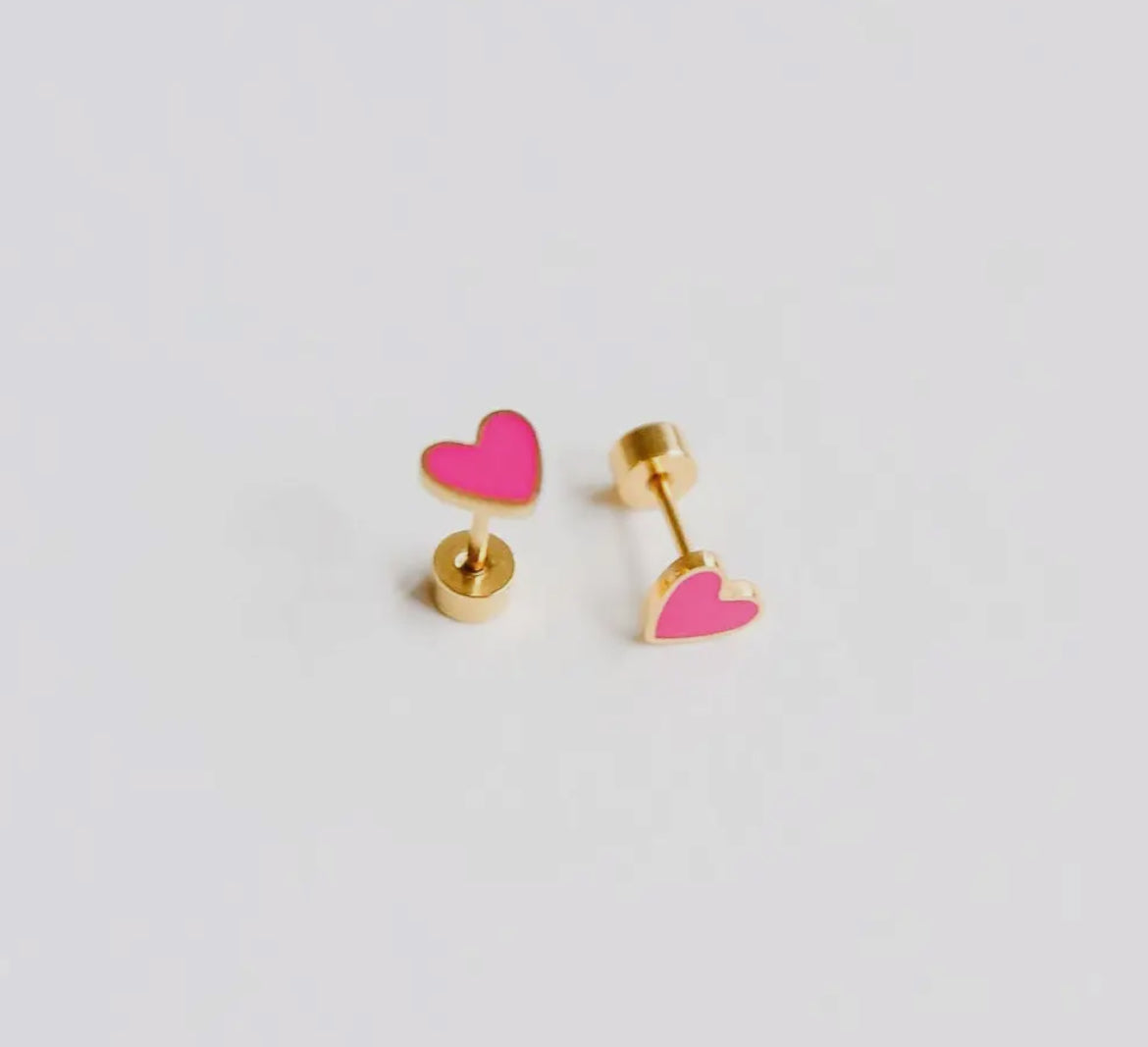 Pip Pop Post Pink Heart Earrings