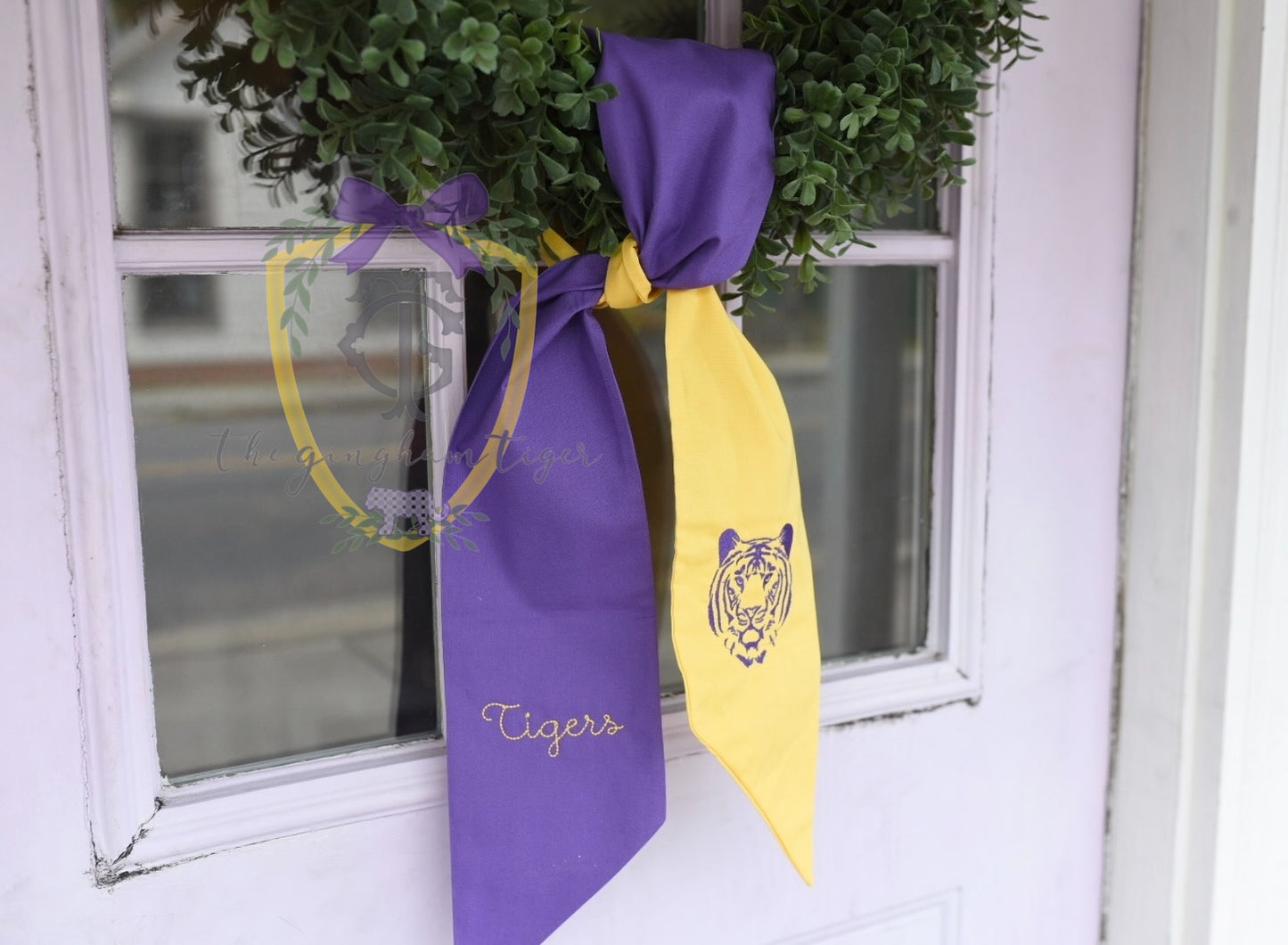 Tigers Purple and Yellow Wreath Sash