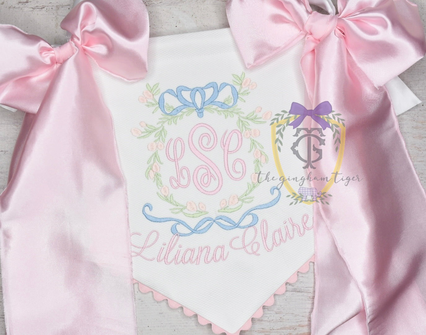 Floral Crest Banner with fabric bows