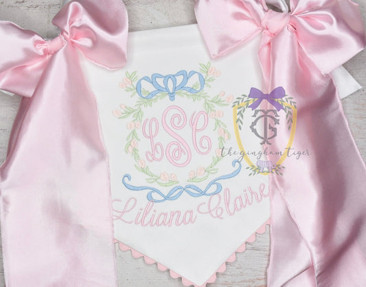 Floral Crest Banner with fabric bows