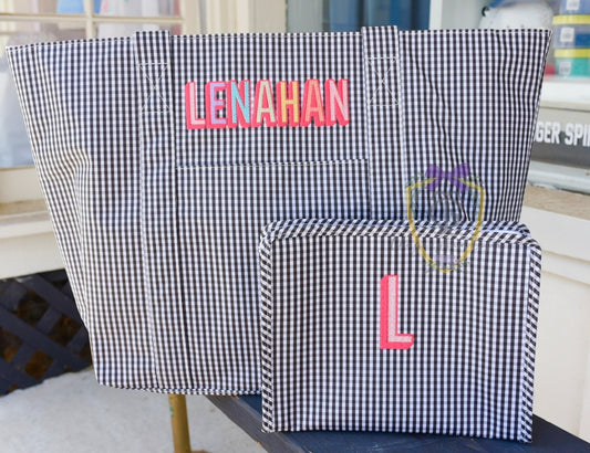Black Gingham TRVL JUMBO Tote