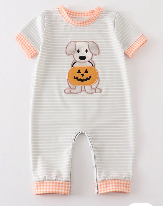 Applique Halloween Puppy Romper