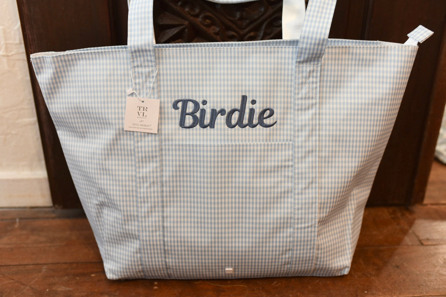 Gingham Mist TRVL JUMBO Tote