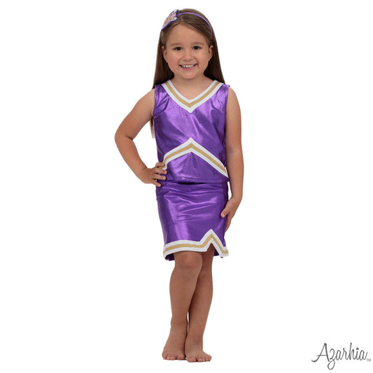 Shimmer Cheer Suit in Purple/Gold