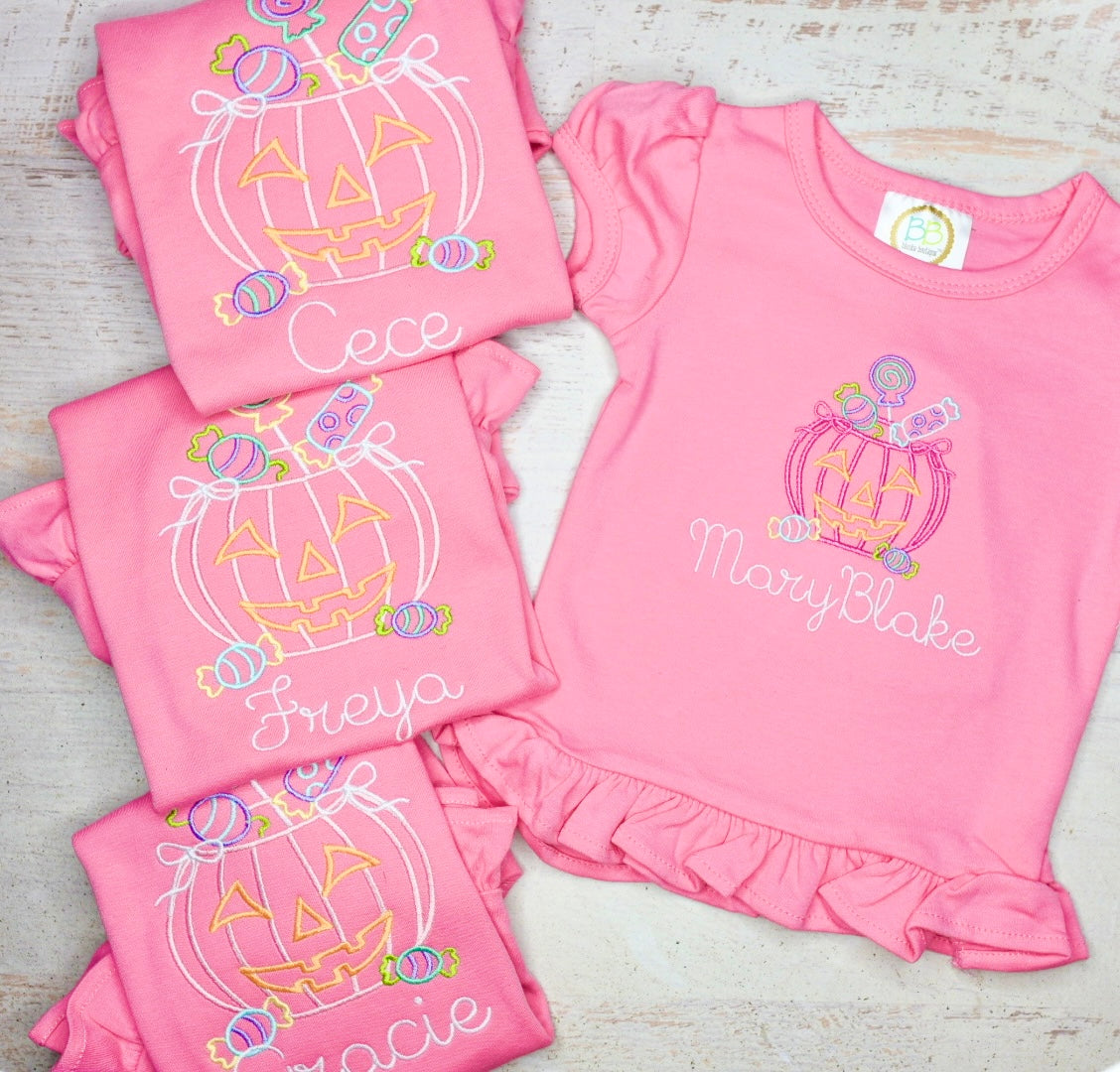 Pumpkin Bucket Girls Embroidered Tee