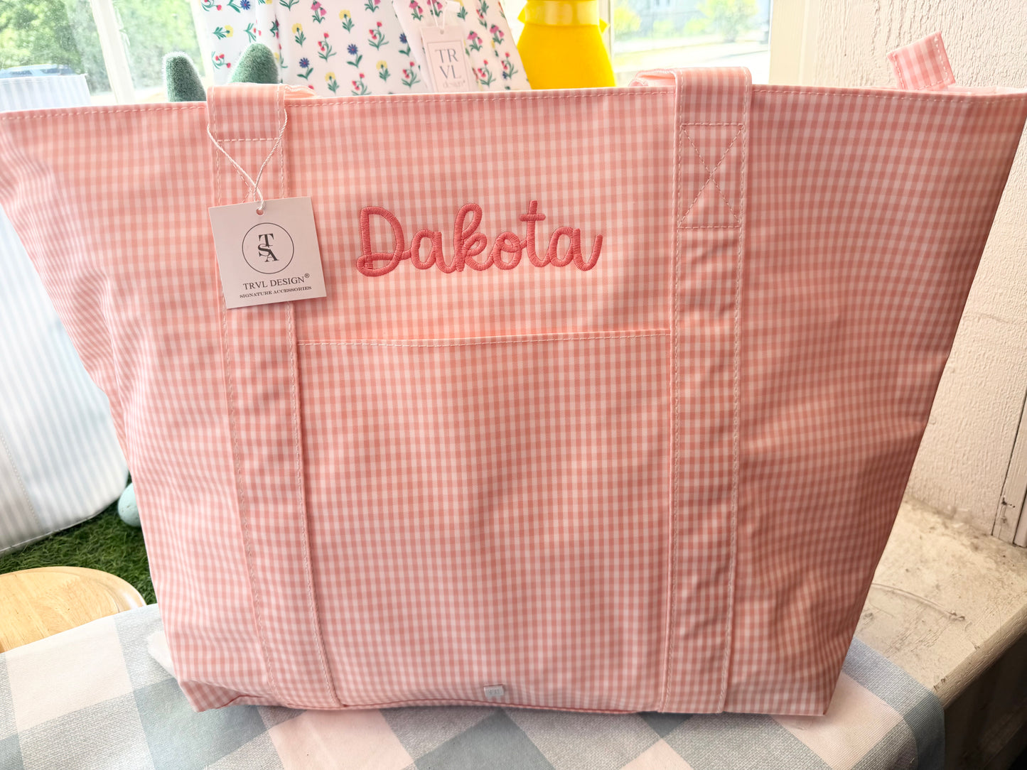 Gingham Taffy TRVL JUMBO Tote