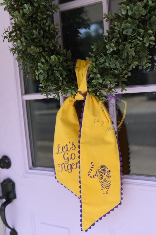 Scallop Yellow and Purple Wreath Sash