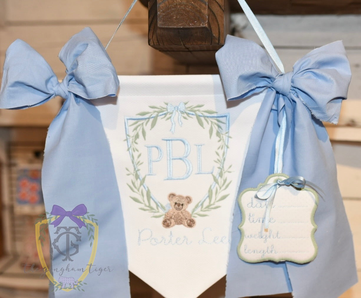 Baby Boy Blue Bear Banner