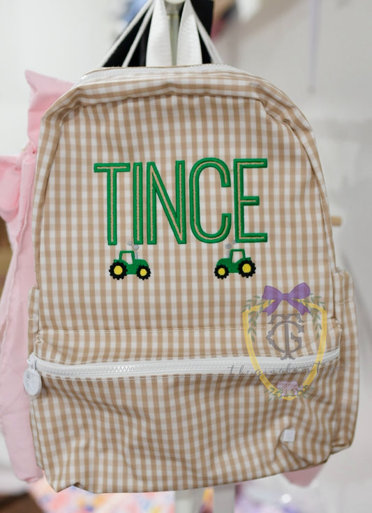 Gingham Khaki Backpack TRVL