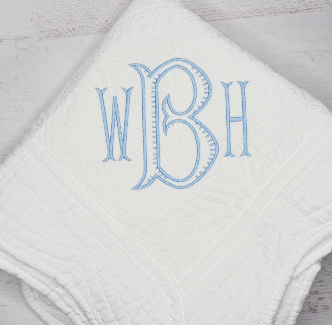 Heirloom Blue Monogram Quilt