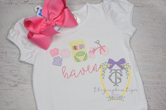 School Girl Embroidered Tee or Bubble