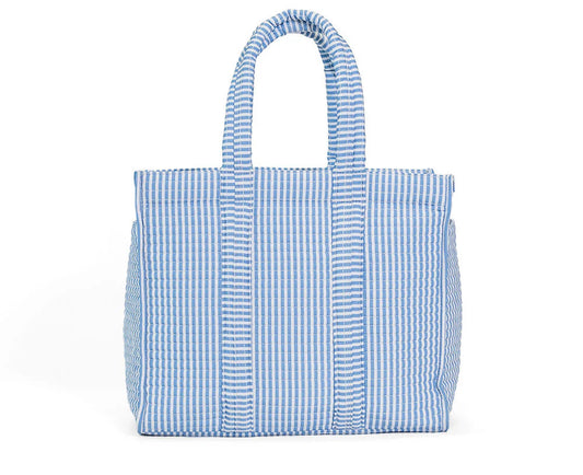 Quilted Go Go Tote Chambray Stripe TRVL