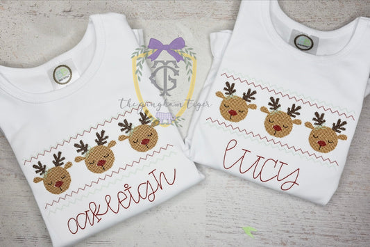 Christmas Reindeer Embroidered Tee
