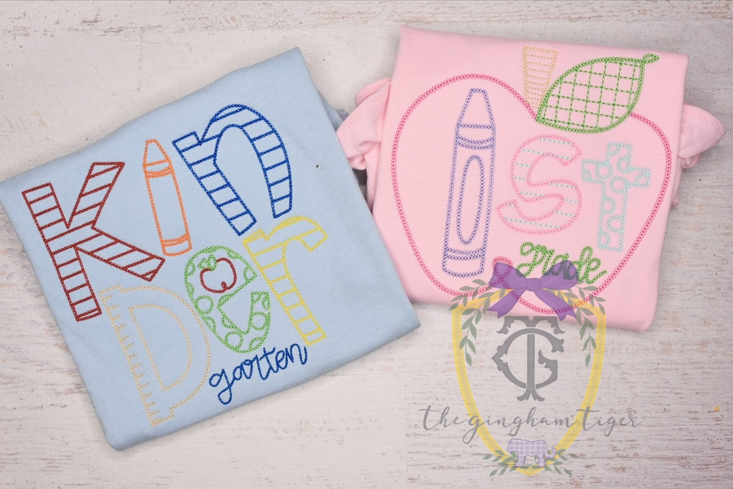 Boys Kindergarten Apple Embroidered Tee