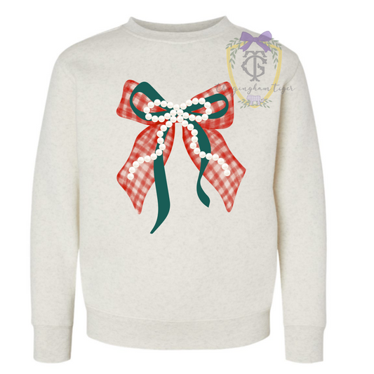 Adult Pearl Bow Christmas Sweatshirt
