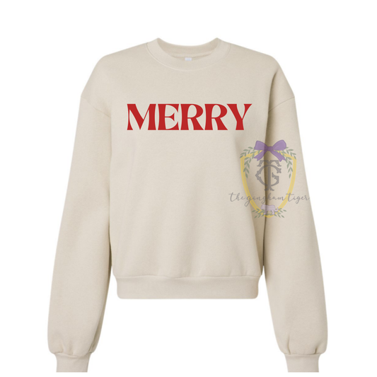 Adult Cropped MERRY Sweatshirt