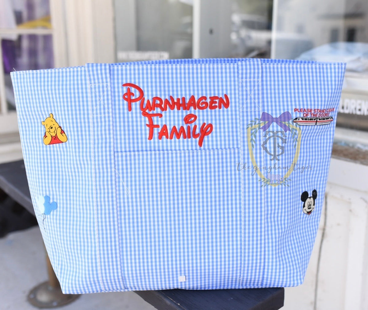 Jumbo XL TRVL tote - Gingham Sky