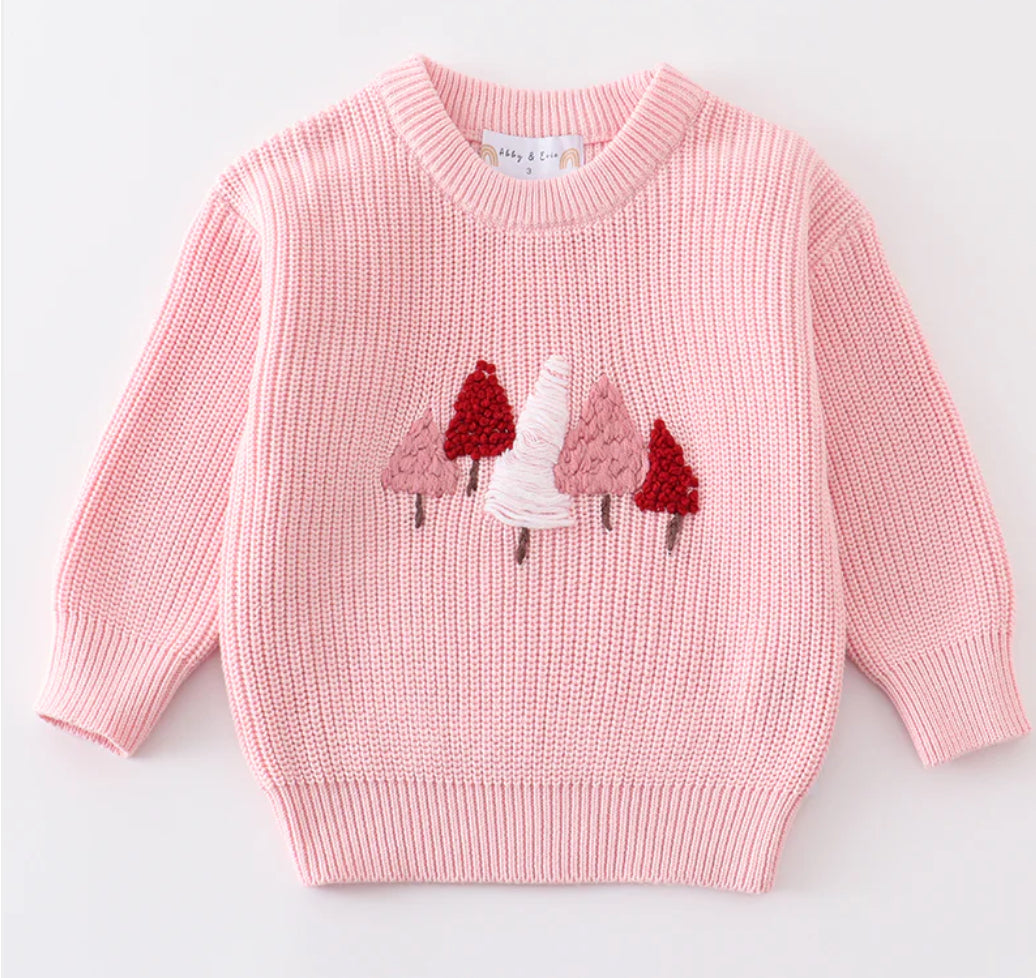 Handsewn Pink Tree Sweater