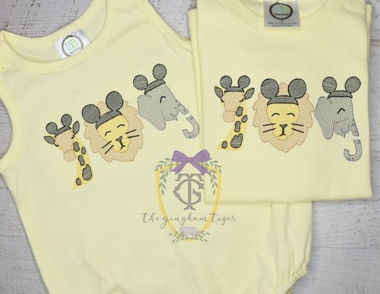 Mouse Animals Embroidered Tee or Bubble
