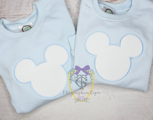 Mouse Applique Tee, Sweatshirt or Bubble