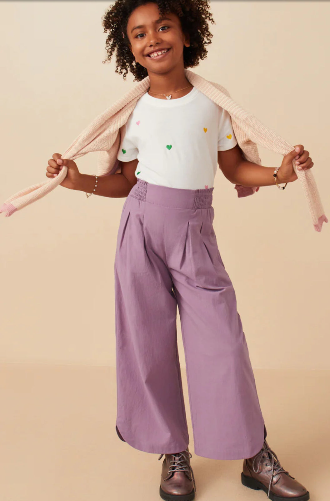 Hayden Girl Smock Waist Linen Wide Leg Pants