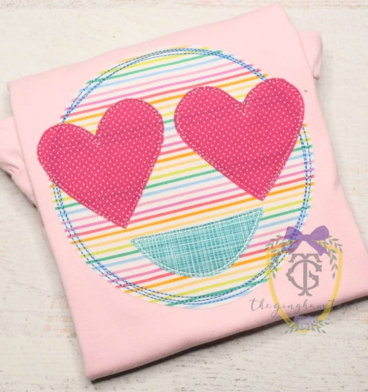 Heart Eyes Smiley Emoji Applique Tee