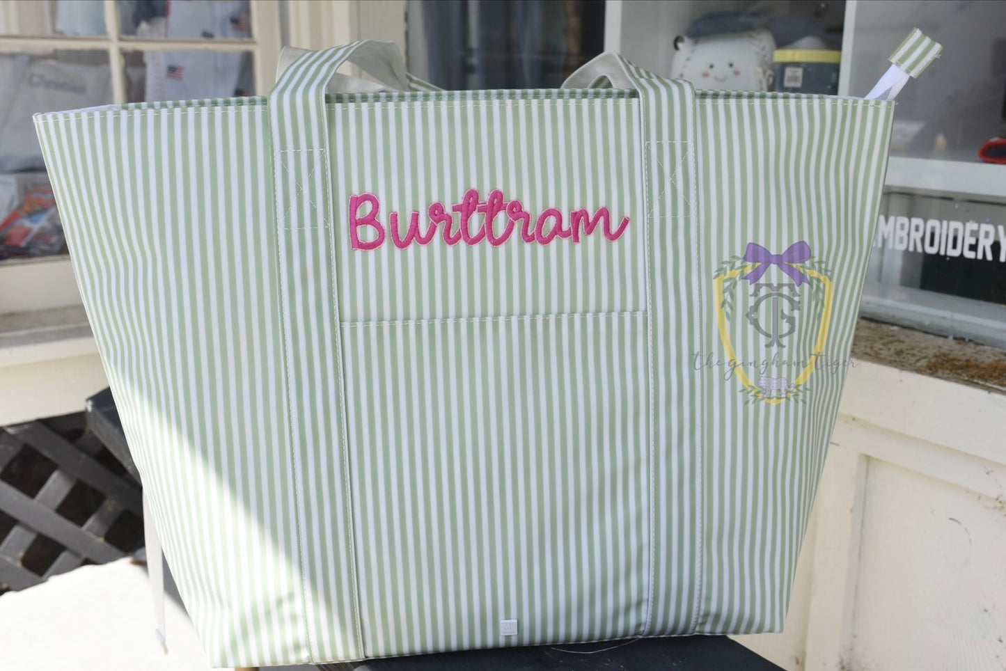 Jumbo XL TRVL tote - Pimlico Stripe Sage