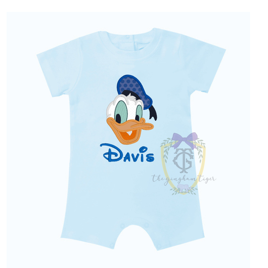 Applique Duck Embroidered Tee or Romper