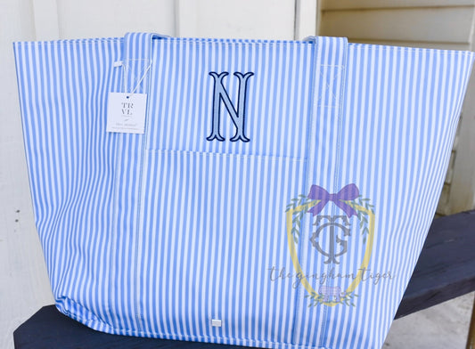 Pimlico Chambray Stripe TRVL JUMBO Tote - backordered to 8/25
