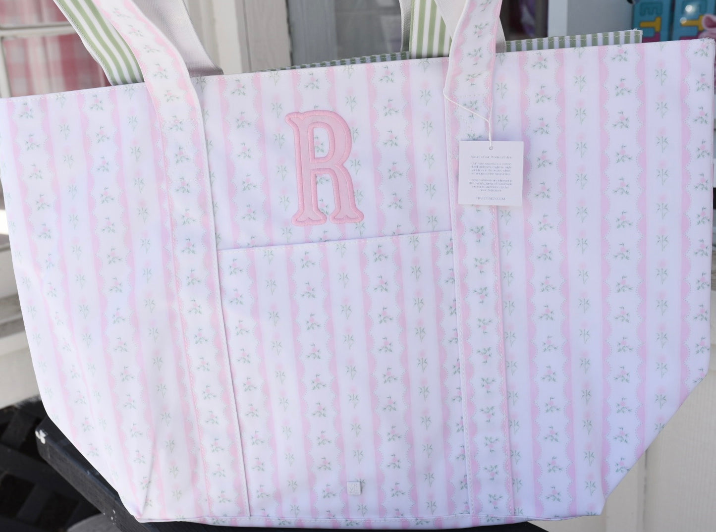 JUMBO TRVL Tote Ribbon Floral Pink
