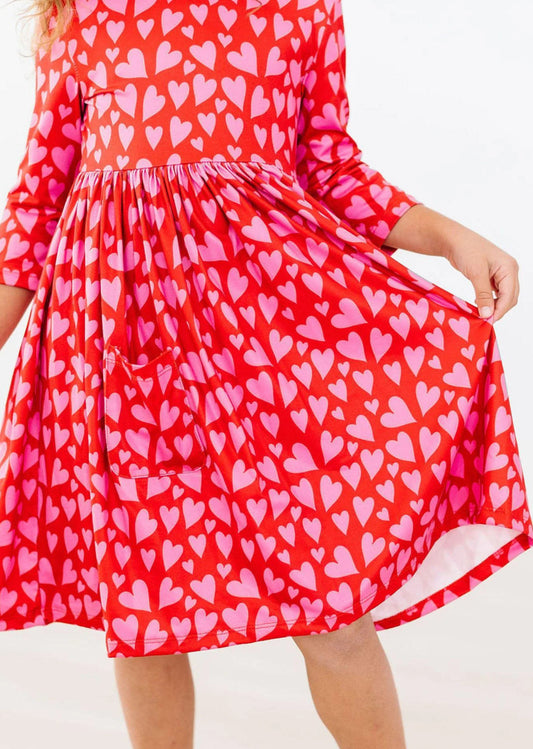 Hearts and Hugs 3/4 Sleeves Twirl dress