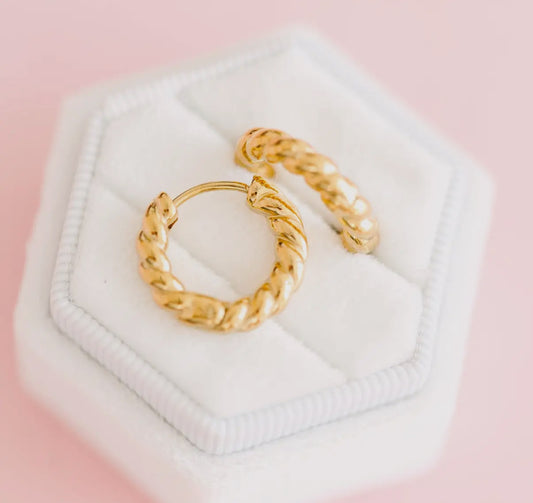 Pierced Co Gold Rope Huggies