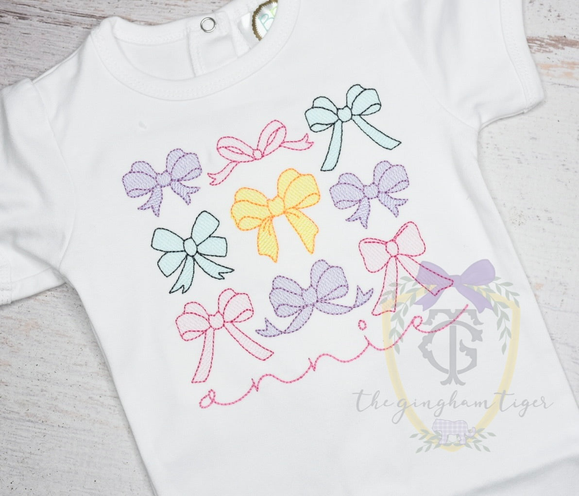 Embroidered Bows Onesie, Romper, or Tee