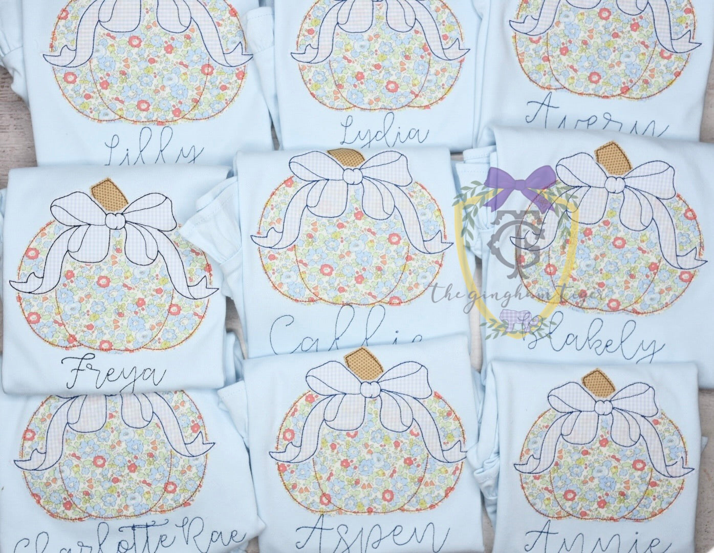 Floral Pumpkin with Bow Applique Tee