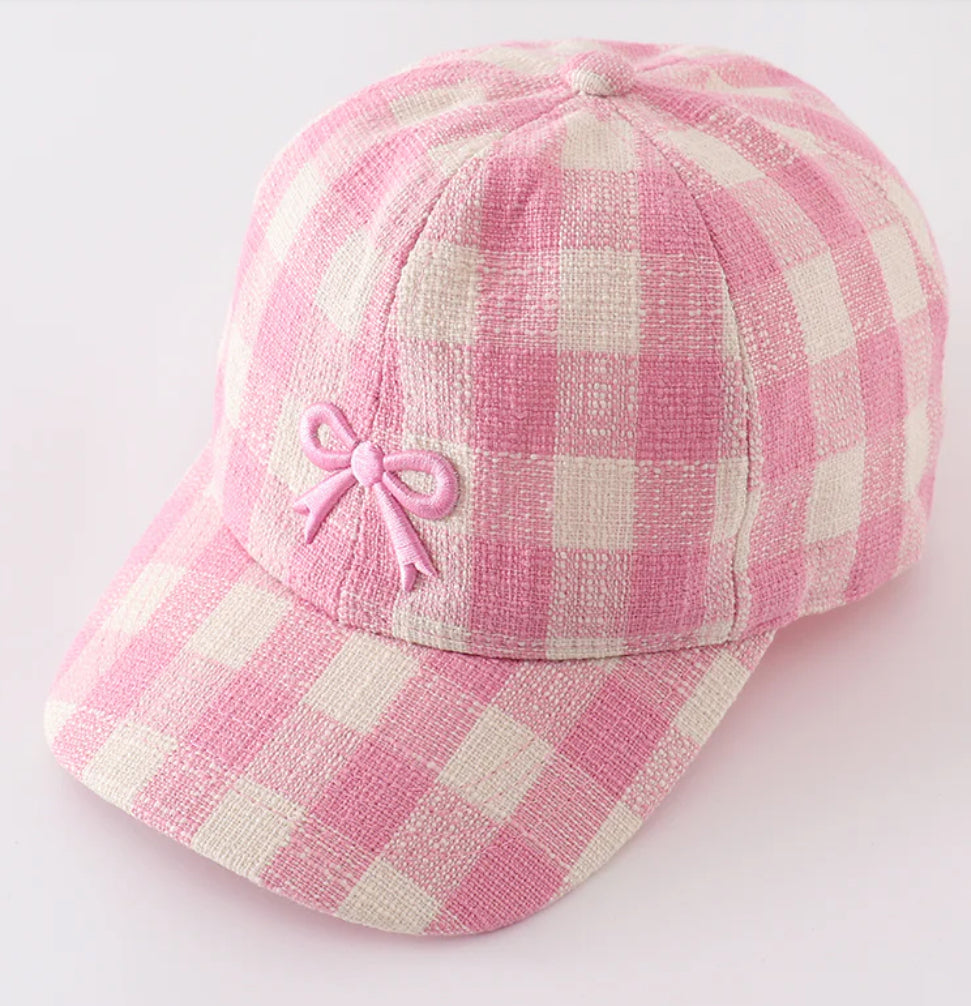 Gingham Bow Hat - kids