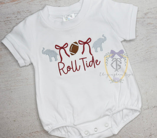 Elephant + Bows Embroidered Shirt, Dress, or Bubble