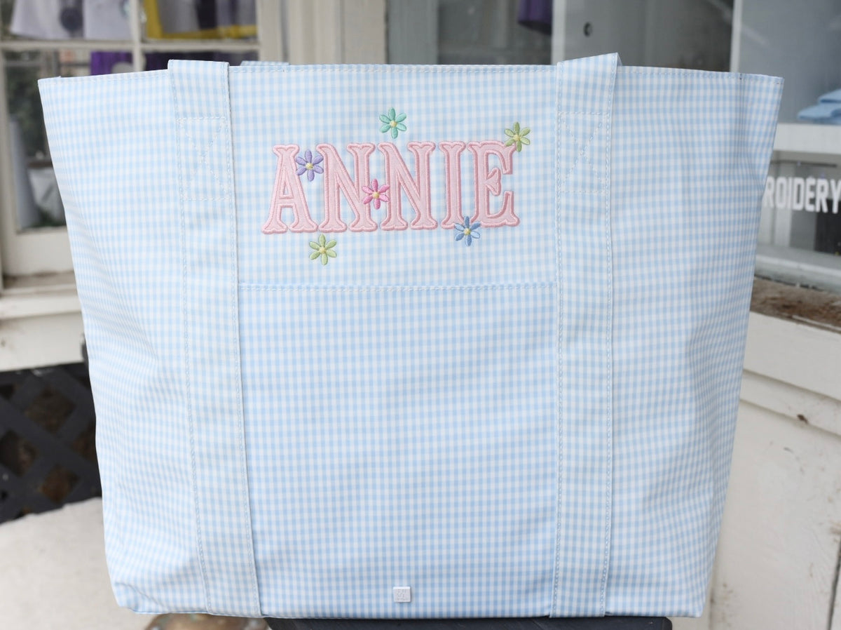JUMBO TRVL Tote - Gingham Sky