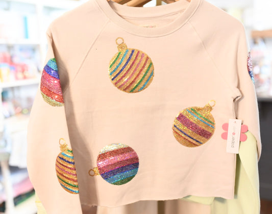 All Over Sequins Ornament Sweatshirt - Tween Girls