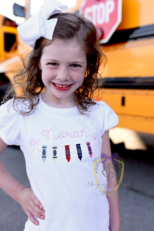 Crayon Banner Embroidered tee or dress