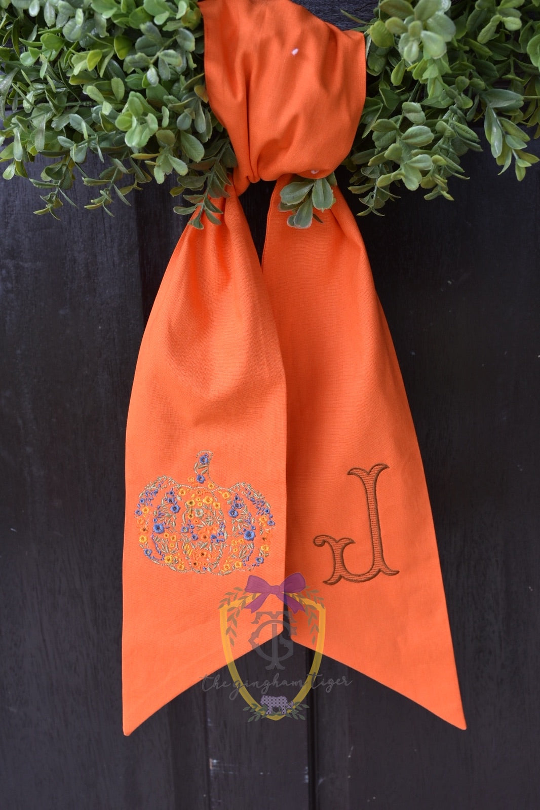 Fall Floral Pumpkin Wreath Sash