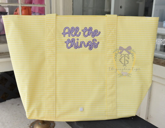 JUMBO TRVL Tote - buttercup Gingham