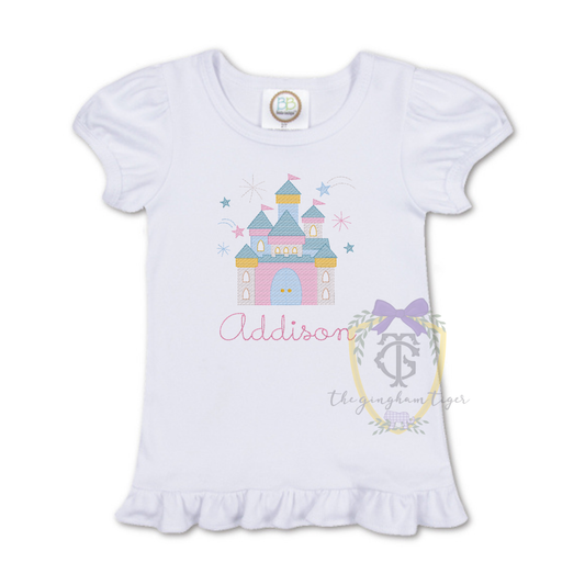 Sketch Princess Castle Ruffle Tee or Romper